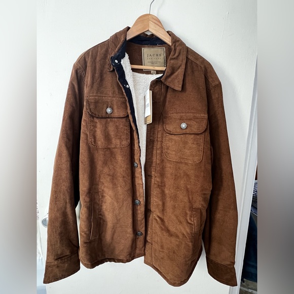 Khaki Sherpa Lined Corduroy Trucker Jacket - Picture 1 of 7